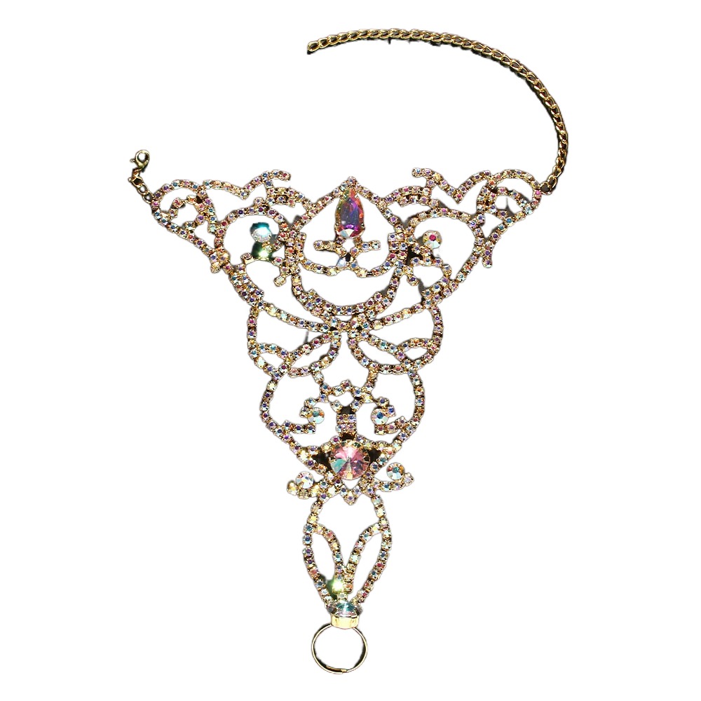 Body Jewelry Leg Chain - Buntes Strass-Armband, verstellbares Bauchtanz-Accessoire, Beinkette im
