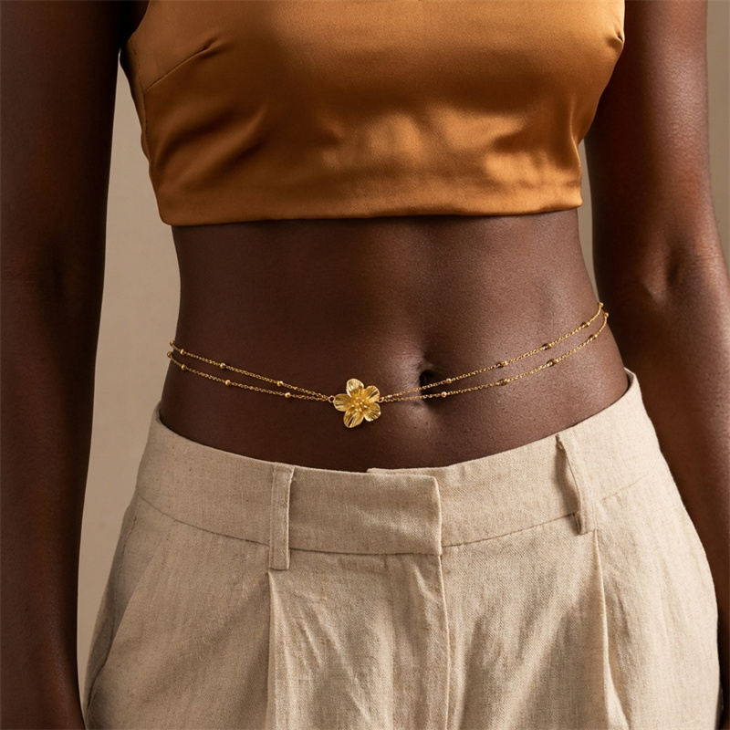 Einfache Doppelschichtige Bauc – Body Jewelry Y2K Bewertung und Preis