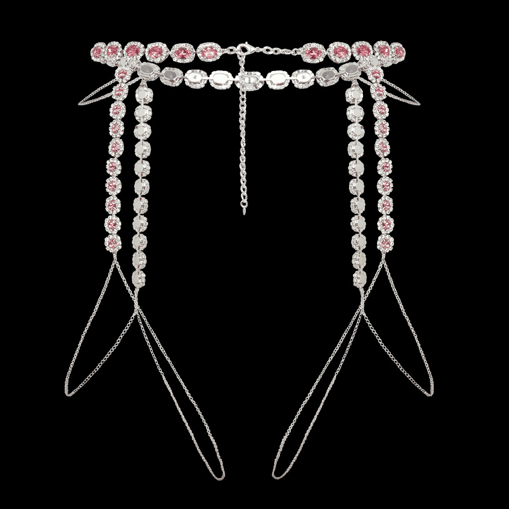 Stone fans runde rosa Obersche – Body Jewelry Leg Chain Bewertung und Preis